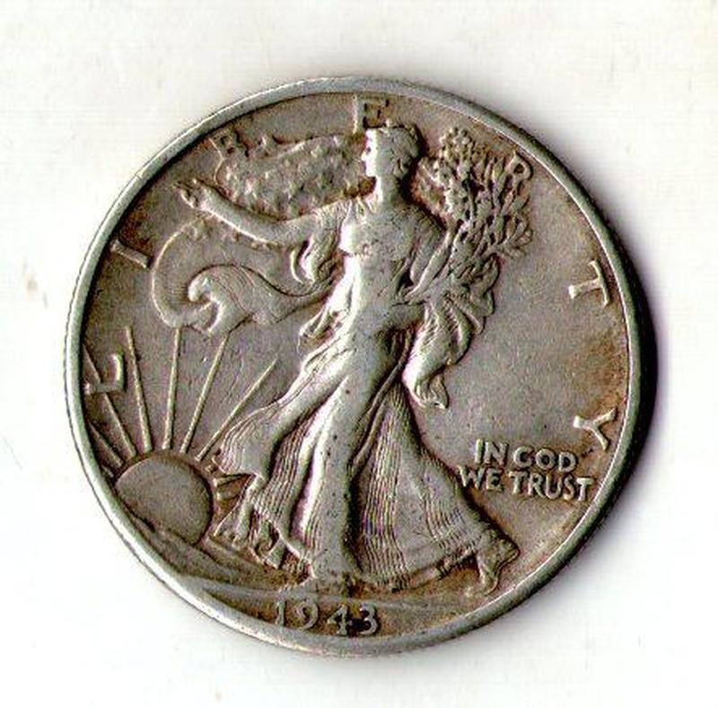 США ½ доллара, 1943 год серебро 12.5 гр. 900 пр. Walking Liber...