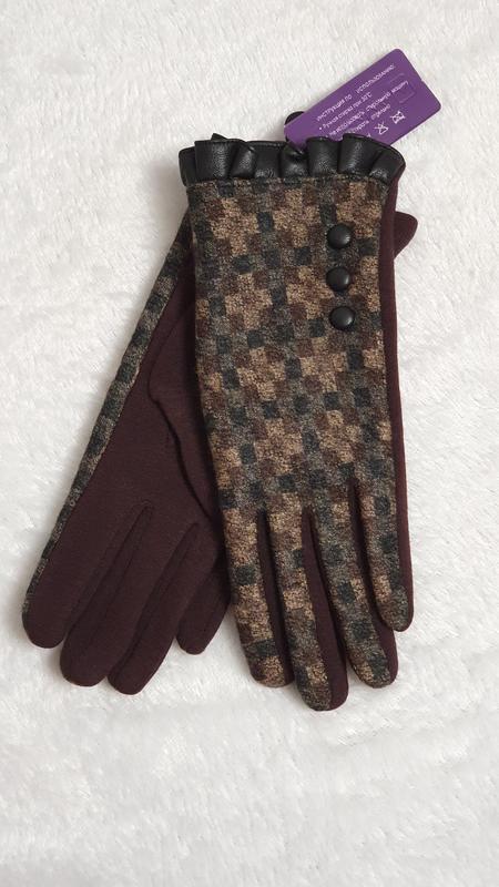 Женские перчатки с декоративним елементом 