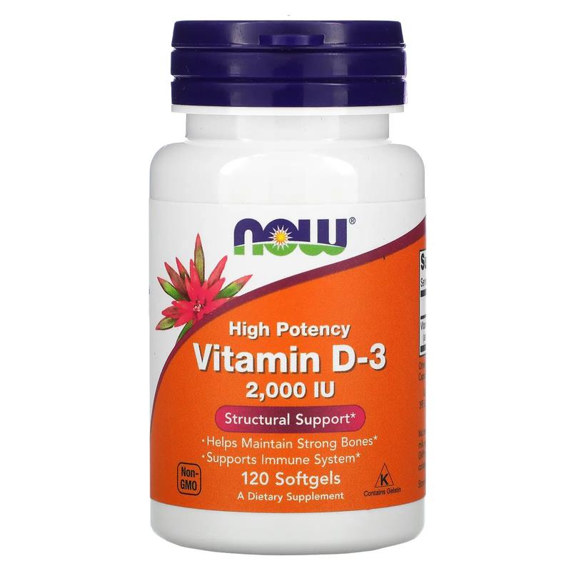 Витамин Д3 Now Foods (Vitamin D-3) 2000 МЕ 120 мягких таблеток...