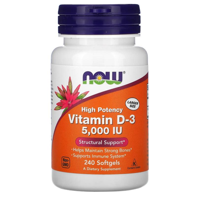 Витамин Д3 Now Foods (Vitamin D-3) 5000 МЕ 240 капсул, США