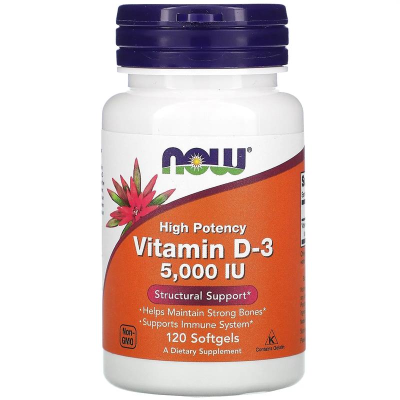 Витамин Д3 высокоактивный Now Foods (Vitamin D-3 5000 МЕ 120 ж...