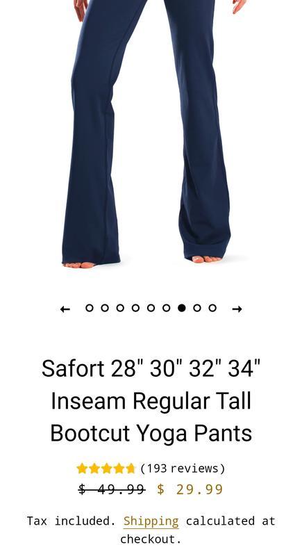  Safort 28 30 32 34 Inseam Regular Tall Bootcut Yoga Pants