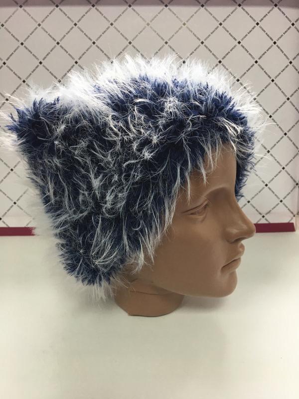 Женская шапка вязаная зимняя темно-синяя код ТД-093