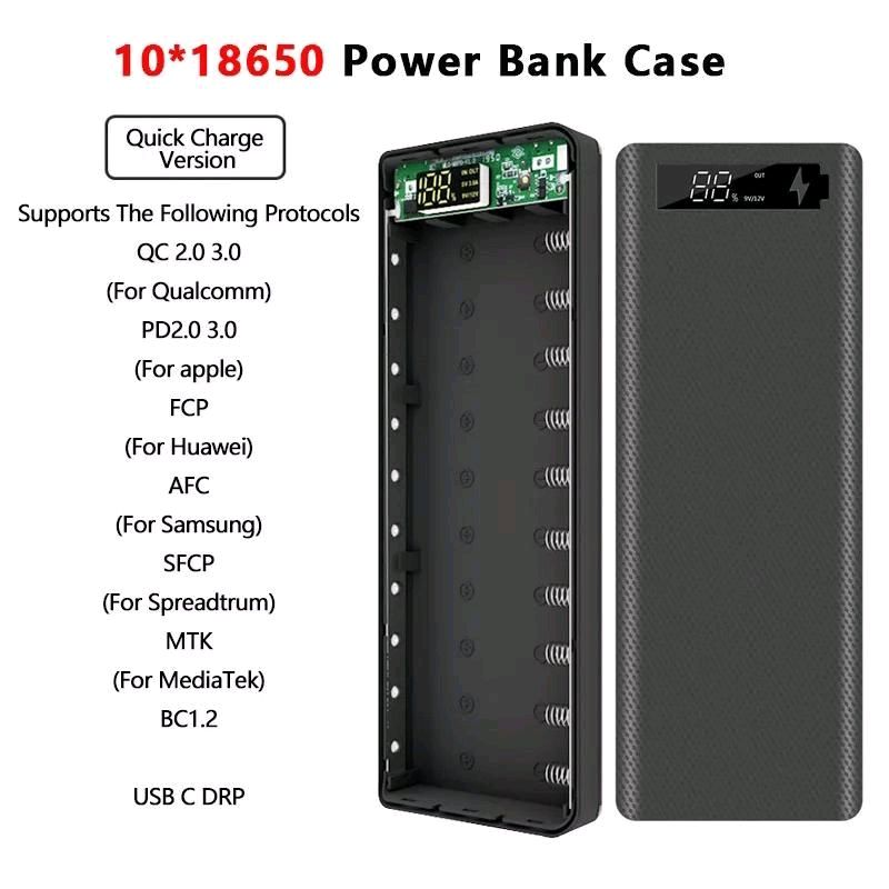 Корпус для Power Bank на 10х18650 Быстрая зарядка QC 3.0