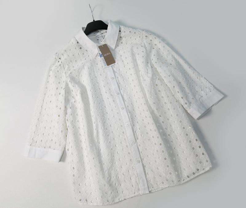 Комплект белая в перфорацию рубашка два в одном с майкой хлопок