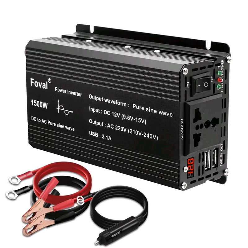 Інвертор FOVAL 12V-220 1500W, Чиста синусоїда (ПРАВИЛЬНА) - 4000