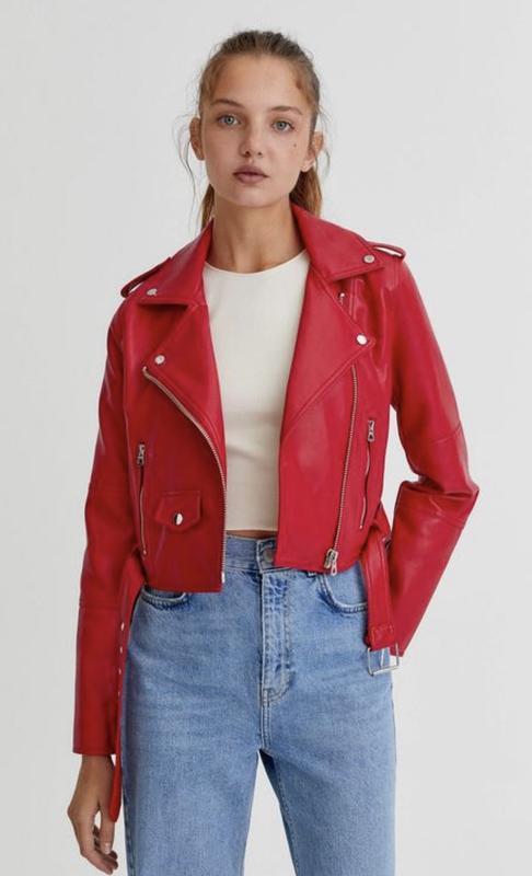 Pull and bear red hotsell leather jacket