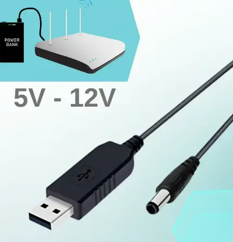 Универсальный кабель для роутера\модема USB-DC на 5.5 x 2.1мм 12в
