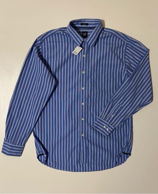 Gap мужская рубашка полосатая поло в полоску гап l xl синяя
