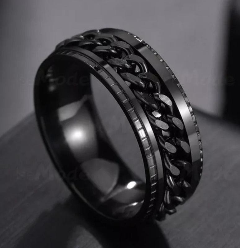 Женское кольцо 16 мм спинер черное