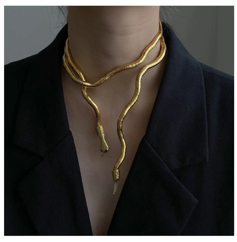 Крутое золотистое регулируемое серебристое ожерелье змея змейка