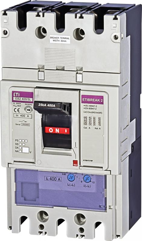 Автоматический выключатель ETI EB2 400/3L, In=400А, 3п, 25kA