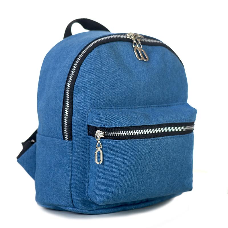 Маленький синий джинсовый рюкзак дошкольный для девочки для ма...