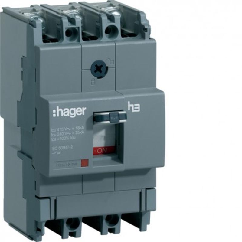 Автоматический выключатель HAGER серии h3x160-D, In=100А, 3п, 25k