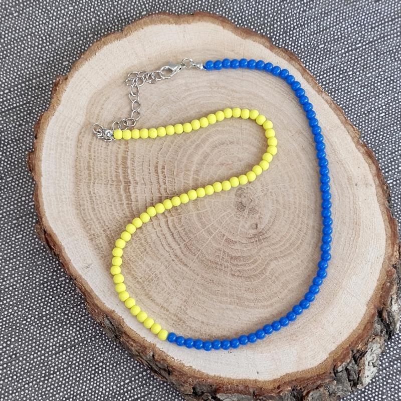 Патриотический чокер, сине желтый чокер, патриотическое ожерелье