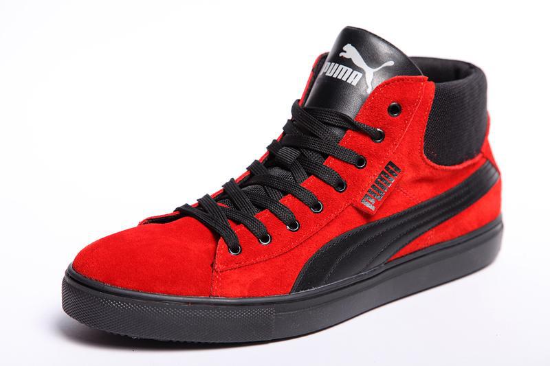puma suede black and red