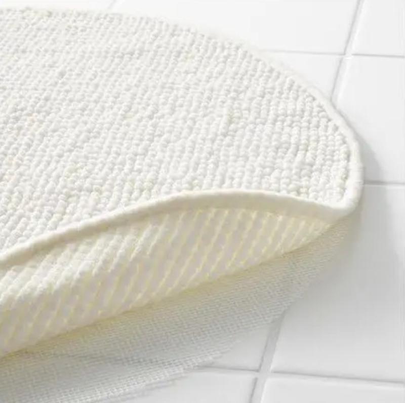 Бадарен коврик для ванной, белый, круглый,