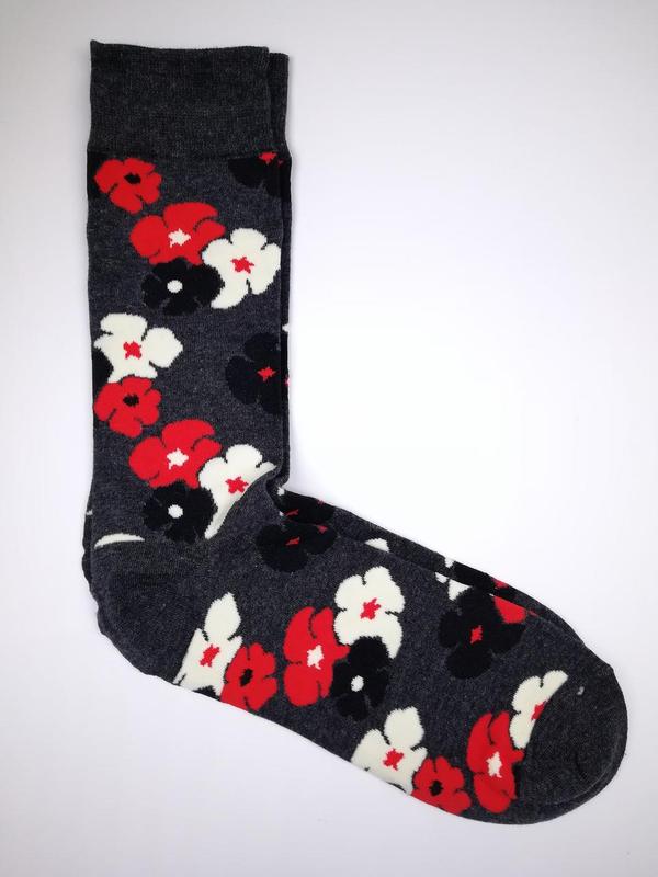 Черные носки с рисунком Цветы
