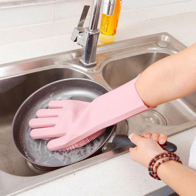 Силиконовые перчатки Magic Silicone Gloves Pink для уборки чис...