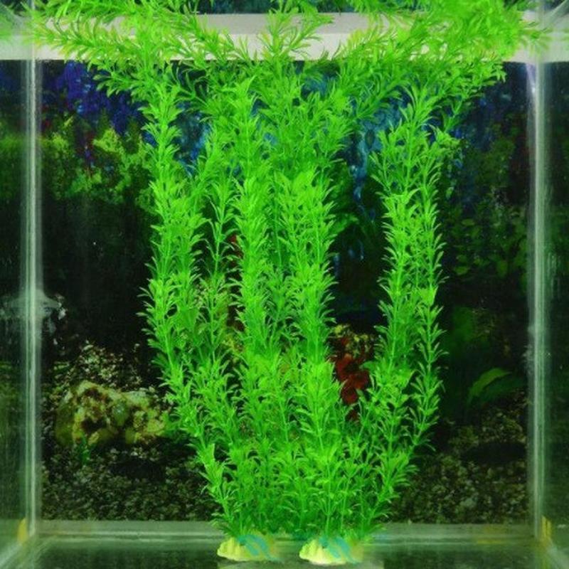 Искусственные растения в аквариум - длина с камнем 32см, пластик