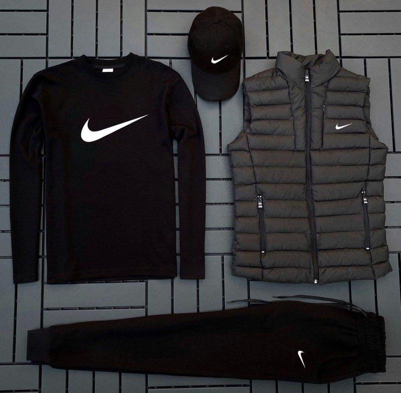 (п) Комплект с жилеткой Nike (свитшот+штаны+кепка+жилетка)