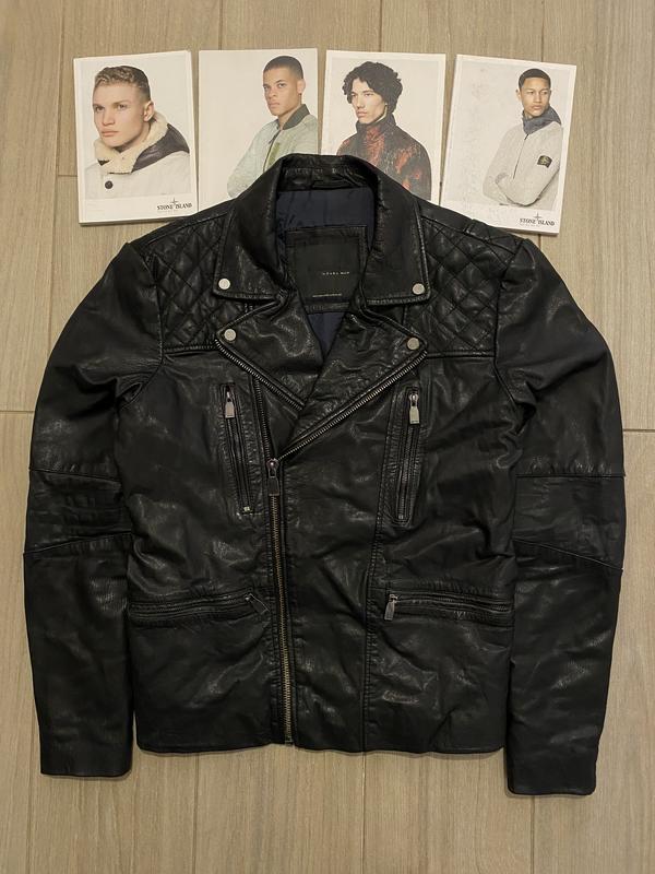 Косуха кожаная куртка zara black tag biker leather jacket