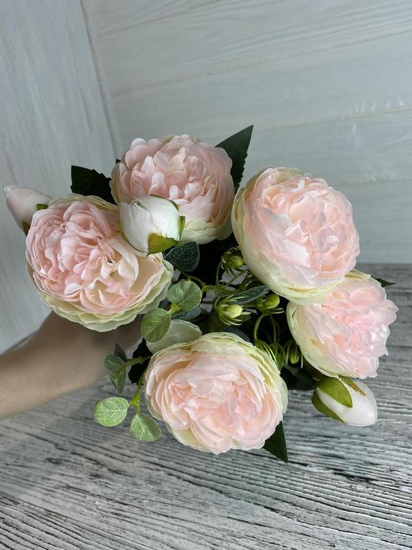 Букет искусственных цветов пионы светло - розовые 30 см