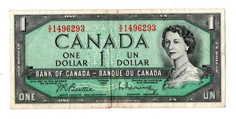 Канада 1 доллар / 1 Dollar 1954 Молодая Елизавета II №582