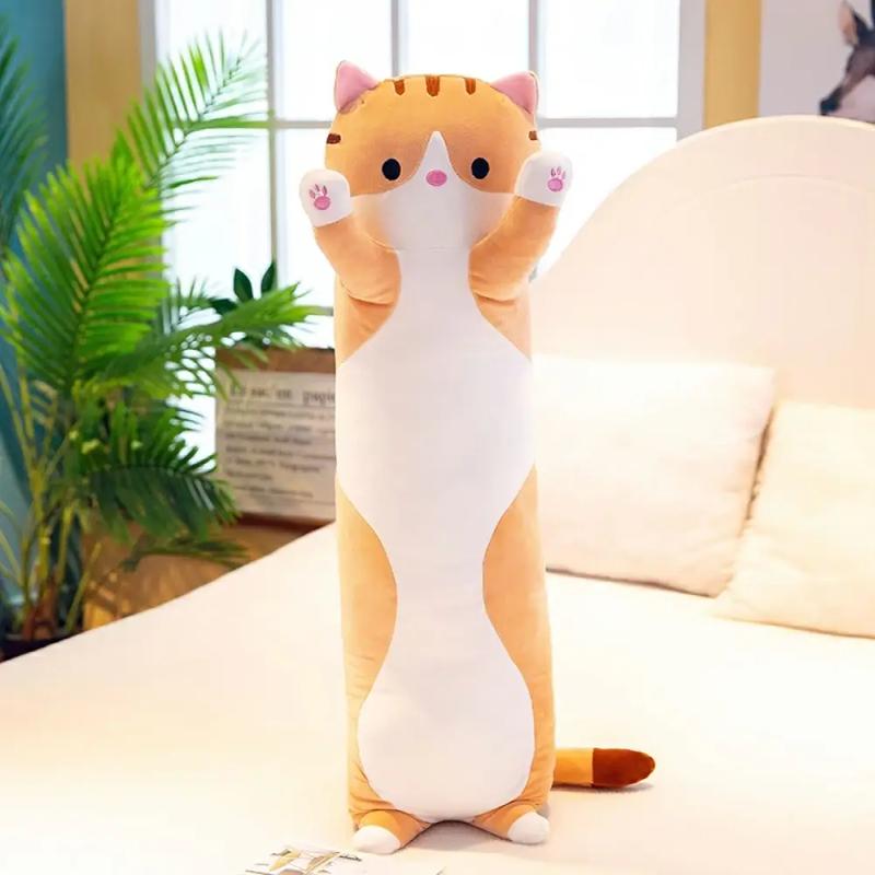 Кот батон игрушка Бежевый 47 см, детская подушка обнимашка кот...