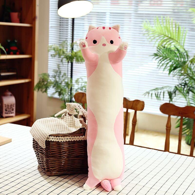 Мягкая игрушка кот батон подушка Розовый 47 см, длинный кот ба...