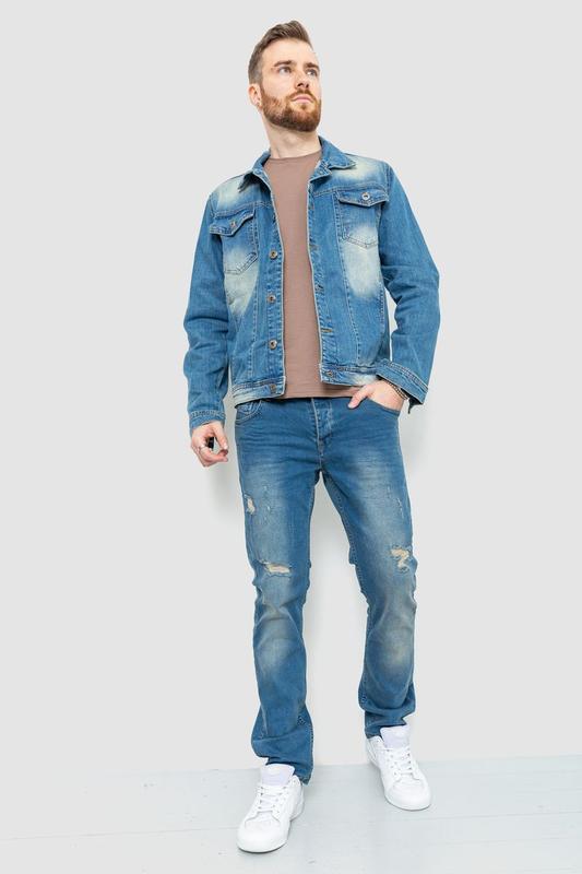 Куртка мужская джинсовая с потертостями цвет синий