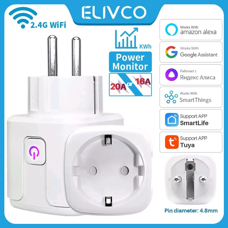 Умная wi-fi розетка 220В 16/20А с энергометром smart вай-фай: цена 225 ...