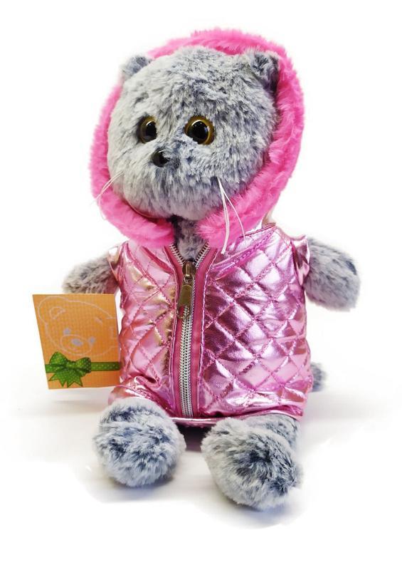 Мягкая игрушка копиця кот басик в розовой куртке 00067-6