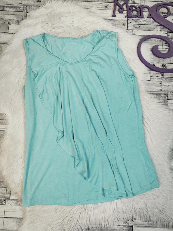 Женская летняя блуза мятного цвета с оборкой размер 46 м