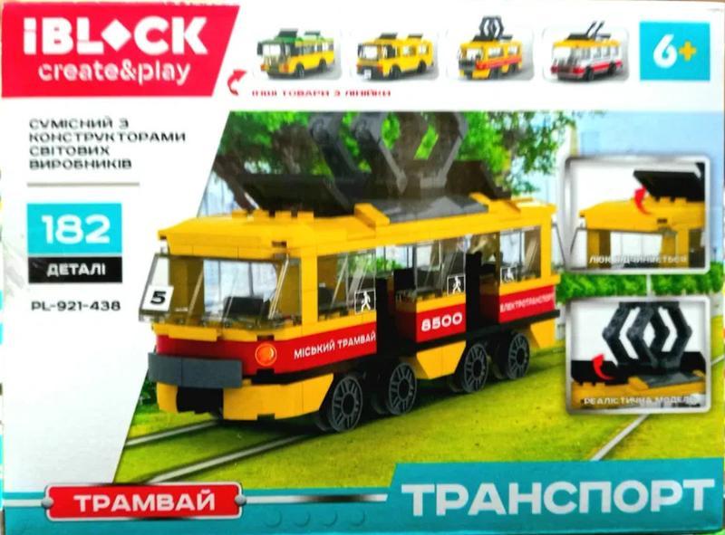 Конструктор iblock транспорт трамвай 182 деталей
