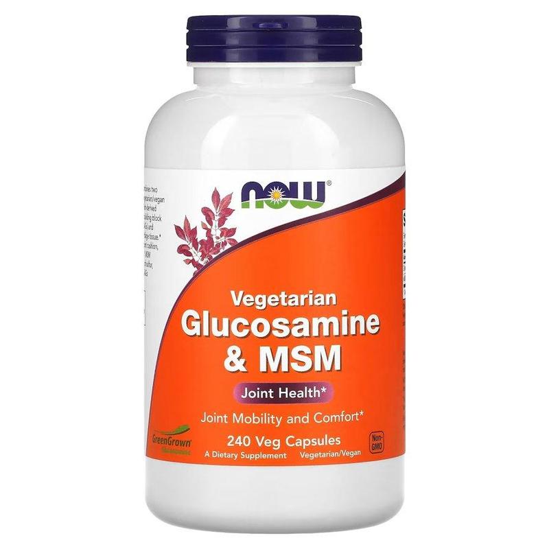 Для суставов и связок NOW Vegetarian Glucosamine & MSM, 240 ве...