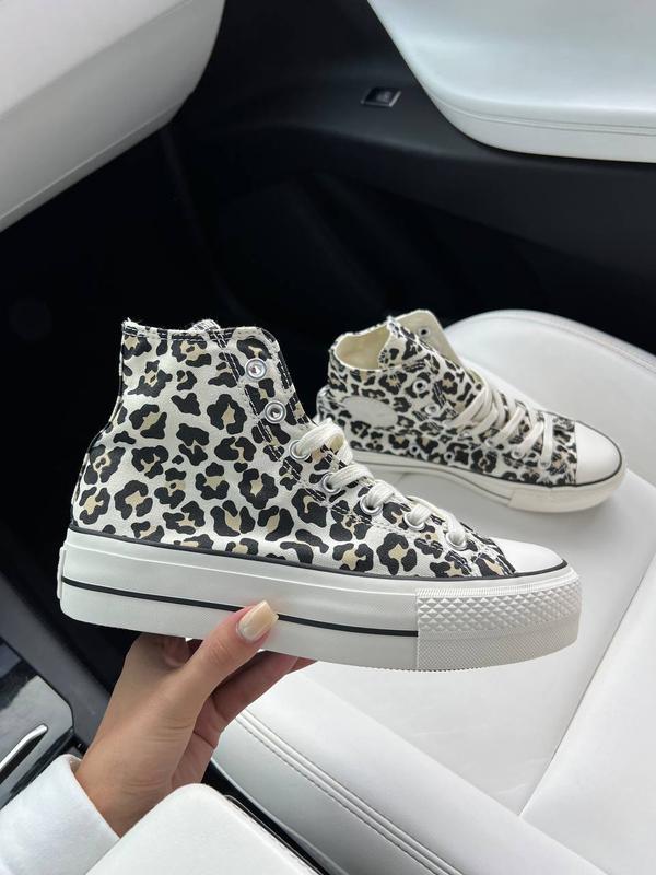 White cheap leopard converse