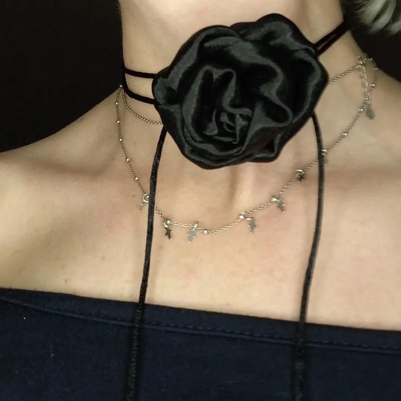 Чокер на шею, чокер цветок, чокер роза ручной работы