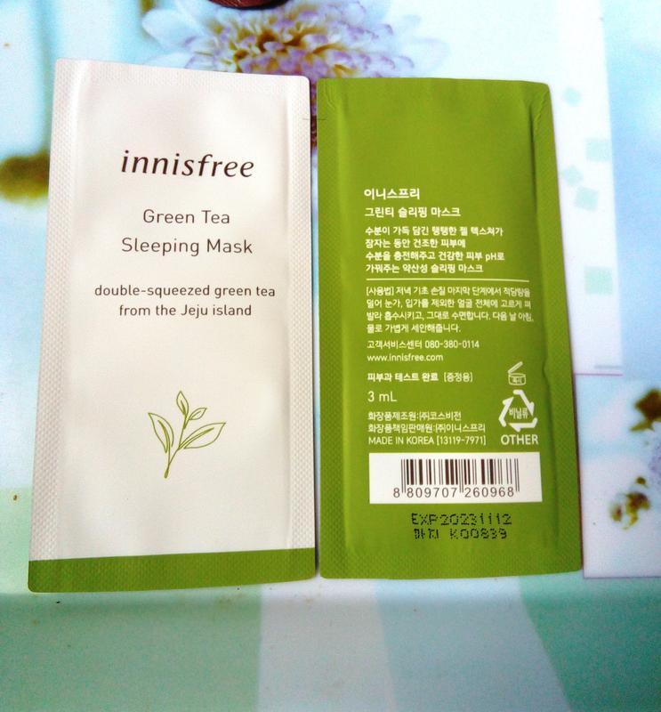 Innisfree green tea sleeping mask 3ml увлажняющая ночная маска...