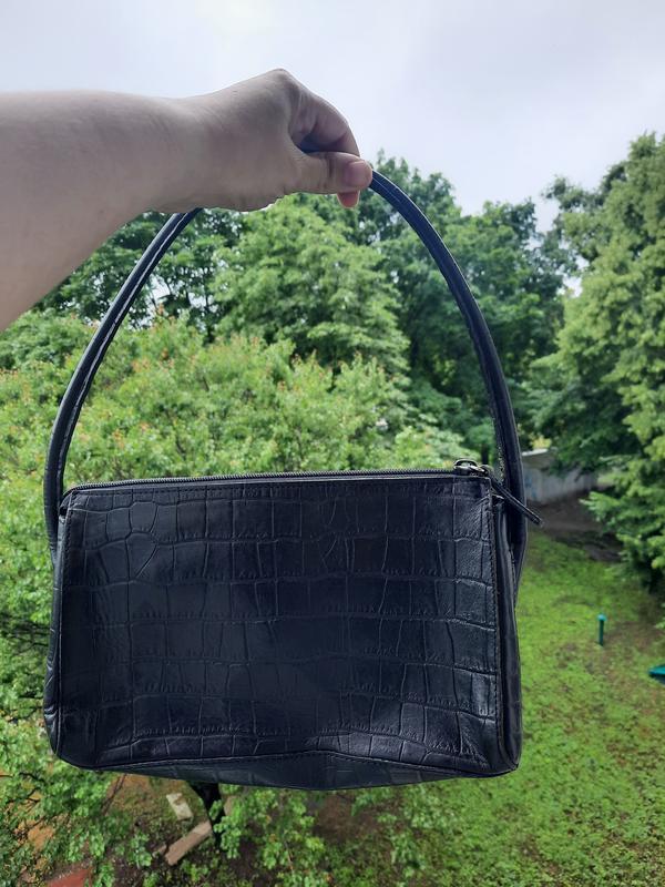 Маленькая черная сумка сумочка багет клатч