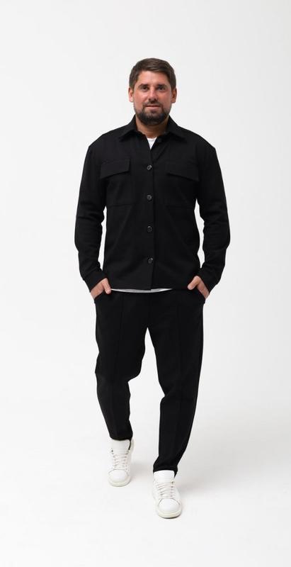 Стильный мужской костюм рубашка+ брюки черный