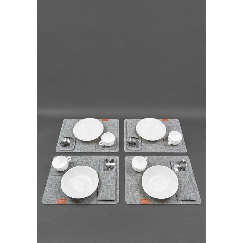 Фетровый набор для сервировки стола на 4 персоны