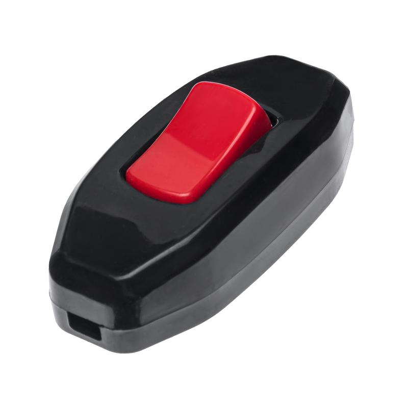 Выключатель на бра Черный с красной кнопкой DE-PA 6A 250V