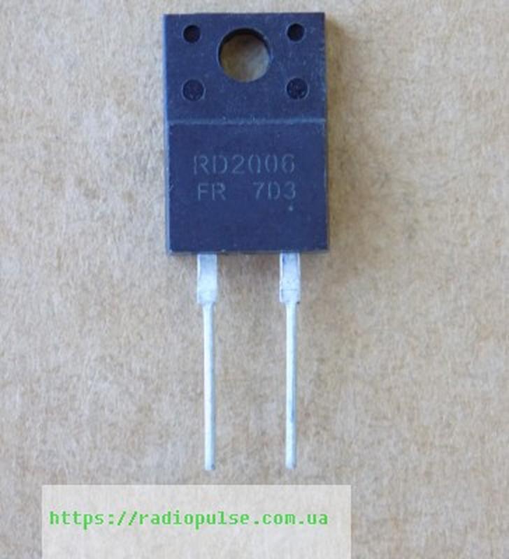 Диод RD2006 ( RD2006FR ) (600V,20A,50ns) , TO220F-2pin: цена 105 грн ...