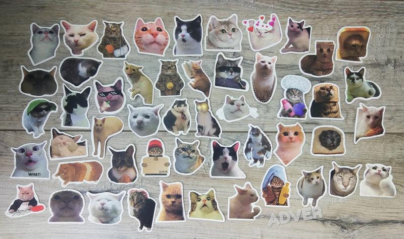 Наклейки стикеры мемы коты котики котята стикербомбинг 50 шт: цена 155 ...