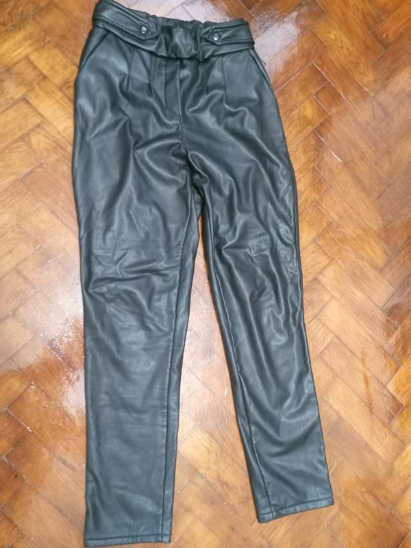 Black Faux Leather Front Seam Legging