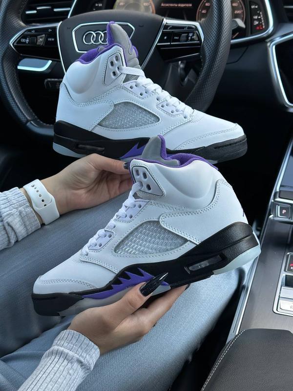 Black white purple store jordans