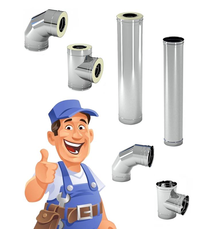 Дымоход для котла / нержавейка / оцинковка / сэндвич труба - 130 ...