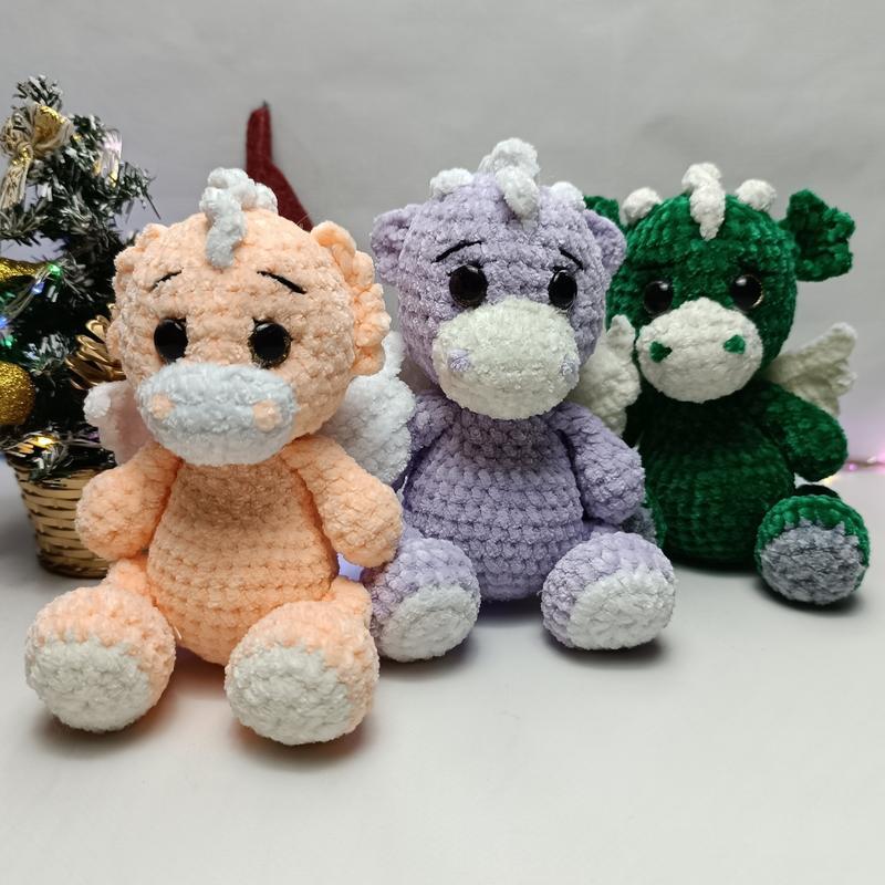 Игрушка, амигуруми из плюшевой пряжи, дракон 🐉🎄🎁: цена 300 грн - купить ...
