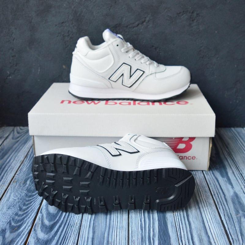 Жіночі зимові теплі кроссовки new balance 574 white шкіряні: цена 2050 ...